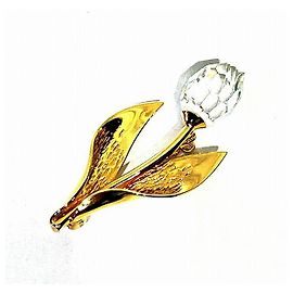Broche de Cristal Tulipa Swarovski Prata