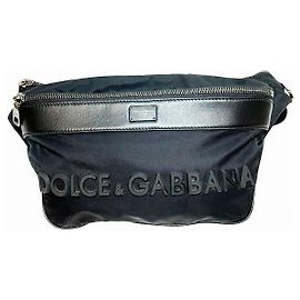 Borsa a vita in nylon e pelle Dolce & Gabbana Nero