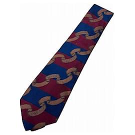 Chanel-Chanel Silk Tie-Red,Navy blue