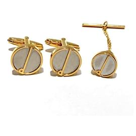 Alfred Dunhill Dunhill 2-in-1 Manschettenknöpfe und Krawattennadel Silber Golden
