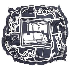 Lenço de seda COUPES TATTOO da Hermès Azul Azul marinho