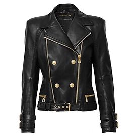 Balmain pour H&M Leather Jacket Black Black