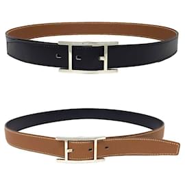 Hermès-Hermes Hermès Easy Belt-Black,Silvery,Camel