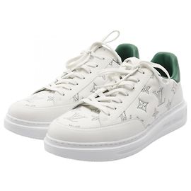 Zapatillas de cuero Monogram de la línea Beverly Hills de Louis Vuitton Blanco Verde