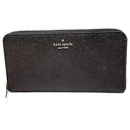 Kate Spade Box Large Continental Wallet Glitter Fabric Wallet Black
