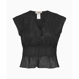 Top Chloé, modello Lace SS2002 di Phoebe Philo Nero