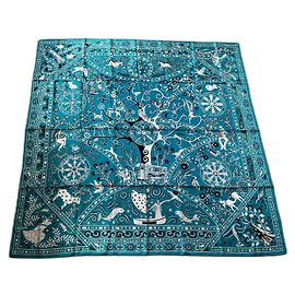 Hermès 130 Seidenschal Bandana Türkis