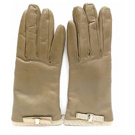 Luvas de couro de cashmere Vara Ribbon da Salvatore Ferragamo Bege