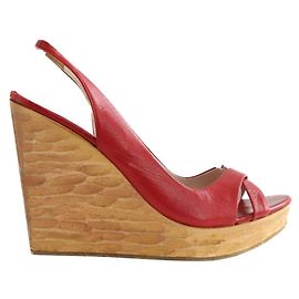Miu Miu Rote Lederabsätze Rot