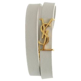 Saint Laurent Pulsera Opium de Cuero Blanco Blanco
