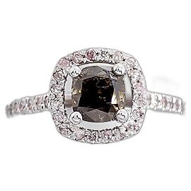 Autre Marque Anel de ouro branco com diamantes de 1,34 ct Marrom Rosa Branco