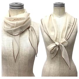 Hermès-Hermes Losange Silk Scarf-Brown,Beige