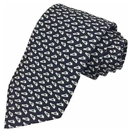 Hermès-Hermes Navy Silk Cravat-Navy blue
