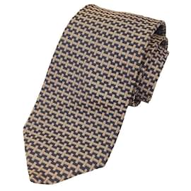 Hermès-Hermes H Pattern Tennis Cravat-Orange,Navy blue