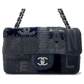 Chanel Black Tweed Shoulder Bag Black