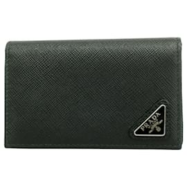 Prada-Prada Men's Black Leather Business Card Case-Black