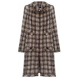 Chanel & Karl Lagerfeld 2005 Brown and multicolor wool-blend plaid tweed coat Brown