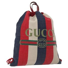 GUCCI Backpack Canvas Blue Red 473872 Auth 138454 Red Blue
