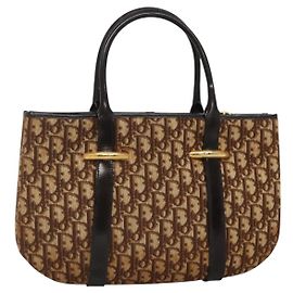 Christian Dior Trotter Canvas Handtasche Braun Gold Auth 138806 Braun Golden