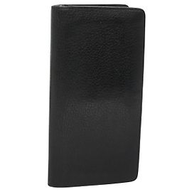 LOUIS VUITTON Portefeuille Brazza en Cuir Taurillon M58192 LV Auth 135024 Noir