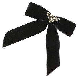 Fermaglio per capelli in velluto Prada Nero