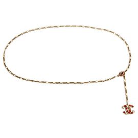 Chanel 2006 Sautoir Gürtel T80 oder M Emaille Kristall CC Kettenhalskette US29 Golden