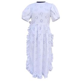 Vestido largo de bordado inglés de Simone Rocha para H&M Blanco