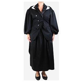 Simone Rocha Black lace-collar double-breasted tailcoat - size UK 12 Black