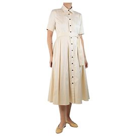 Proenza Schouler Cremfarbene Hemdblusenkleid mit Gürtel - Größe UK 10 Roh