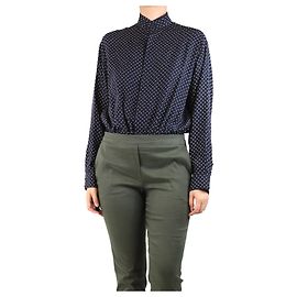 Alaïa Body de seda azul marinho com bolinhas - tamanho UK 8 Azul
