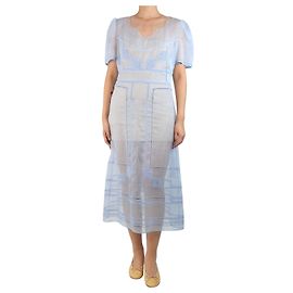 Fendi Blue sheer midi dress - size UK 10 Blue