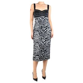 Prabal Gurung Schwarzes ärmelloses Zebra-Kleid - Größe UK 10 Schwarz
