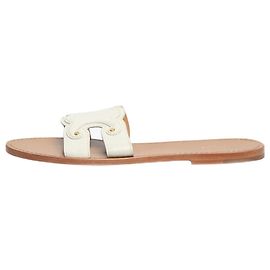 Céline White Triomphe leather sandals - size EU 41 White