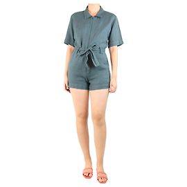 Autre Marque Green belted linen playsuit - size S Green