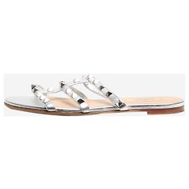 Valentino Silver Rockstud flat sandals - size EU 37 Silvery