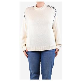 Loro Piana Pull crème avec coutures contrastées - taille M Écru