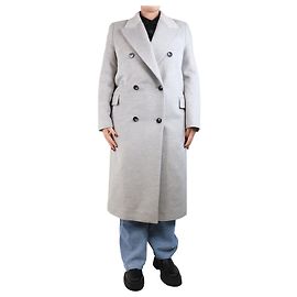 Joseph Ash grey Clichy double-breasted wool coat - size UK 12 Grey