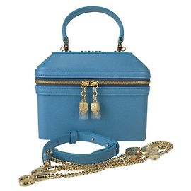 Bulgari Bolsa Vanity Serpenti Bvlgari em couro azul Azul