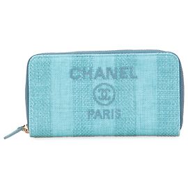 Cartera Continental Deauville de Tweed Azul Chanel Azul