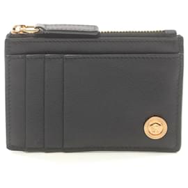 Versace-Porta-cartões de couro Medusa da Versace-Preto