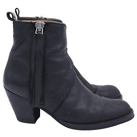 Acne Studios Pistol Ankle Boots in Black Leather Black