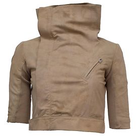 Rick Owens Half Sleeve Cropped Jacket in Beige Lamb Leather Beige