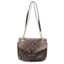 Sac à épaule Passy en cuir PVC Louis Vuitton Marron