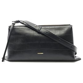 Bolsa de ombro pequena em couro Empire da Jil Sander Preto