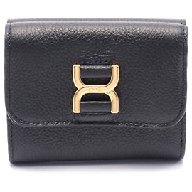Chloé Carteira de couro trifold pequena Marcie da Chloe - Preta Preto