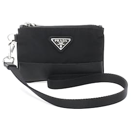 Prada-Prada Nylon Saffiano Leather Card Case-Black