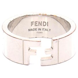 Fendi FF Logo Ring aus Edelstahl Silber Metallisch