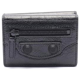 Balenciaga-Carteira de couro CAG Mini Balenciaga Preta-Preto