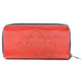 Chrome Hearts Leather Round Wallet Red