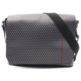 Alfred Dunhill Dunhill Engine Turn Leder Schultertasche Schwarz